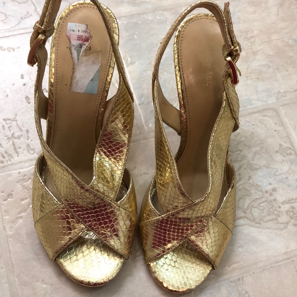 Michael Kors Gold Heels, worn once before